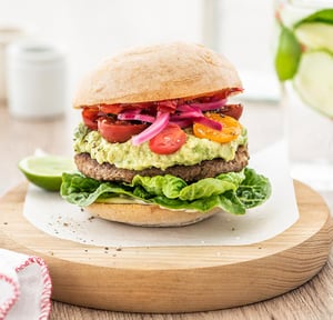Gluten-Free Rainbow Burger using Angel Bay Premium Gluten Free Beef Patties